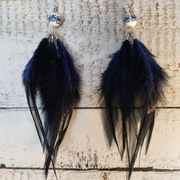 Kolczyki długie pióra naturalne, hand made boho