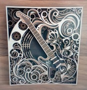 Obraz 3D na ścianę – Gitara – ręcznie wykonany, HDF, dekoracja loft