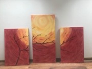 Obraz płótno Zachód słońca , tryptyk , boho