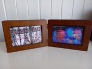 stojaca ramka na zdjęcia, drewno, dwuczęsciowa, skladana