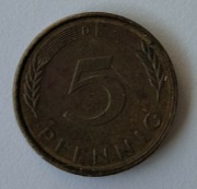Moneta z 1990 roku 5  PFENNIG- Niemcy 