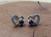 KOLCZYKI SREBRNE - serce z niebieską cyrkonią (25)