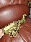 Mosiężna Stara figura konia z wozem,vintage