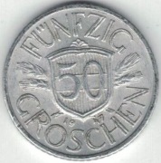 Austria 50 groschen groszy 1947 - 22 mm - nr 1