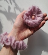 2 moherowo-jedwabne scrunchies dla mamy i córki, ozdobna gumka do włosów 