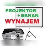 Projektor + ekran wynajem szkolenie, wesele, event