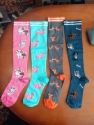 Podkolanówki uciskowe dla kobiet i mężczyzn 4 pary kolorowe rozmiar L/XL