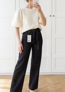 Nowe Spodnie Zara z Szerokimi Nogawkami Paskiem Szary Jeans XS