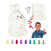 LAMPKA NOCNA DLA DZIECI KRÓLICZEK KRÓLIK LED SILIKONOWA PRZENOŚNA 9 KOLORÓW