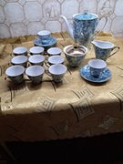 garnitur do kawy, espresso na 10 osób porcelana ,wzór marmurek, Włocławek 