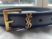 YSL Saint Laurent pasek damski czarny skórzany 95 złota klamra