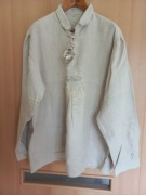 Koszula Xl lniana len 100% beżowa 44 naturalna