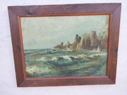 Bardzo stary obraz na płótnie sygnowany .