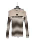 Damski Sweter Slim Fit Prążkowany Beżowy Dior |R. M