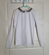 Bluzka z odpinanym kołnierzem 140 - 146 cm Okaidi biała