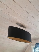 DUŻA OWALNA LAMPA NA 2 ŻARÓWKI   CZARNO ZŁOTY ABAŻUR 