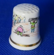 Naparstek Kolekcjonerski Porcelanowy Zbieranie Trzciny Cukrowej Barbados