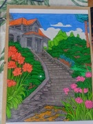 Obrazek pokolorowany kredkami w antyramie flexy