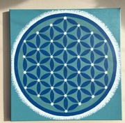 Obraz Malowany Na Płótnie Oryginał Kwiat Życia Mandala Joga Na Prezent