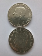 5 koron 1955,1959 Szwecja Gustaw VI Adolf  Dwie sztuki z Ag 0,400 po 18 g 