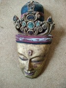 Głowa buddy Stara płaskorzeźba Drewno 