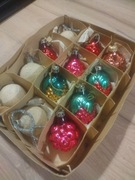 Bombki choinkowe z PRL-u w opakowaniu szklane małe 