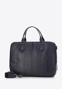 Damska torba na laptopa 13" ze skóry croco GRANATOWA