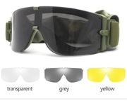 Gogle taktyczne 3 soczewki wiatro- i pyłoszczelne.