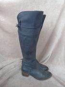 Venezia granatowe kozaki muszkieterki skóra naturalna 38