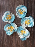 Bratki błękitne melanż szydełku kordonek zestaw 