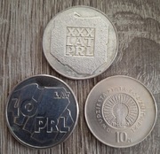 PRL 10 100 200 zł 25 30 i 40 rocznica PRLu zestaw 3 monet
