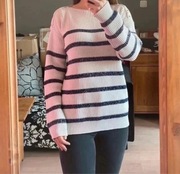 Max Mara MaxMara 36 S sweter paski brokat bawełna oversize