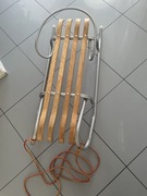 Sanki retro vintage drewniane z oparciem