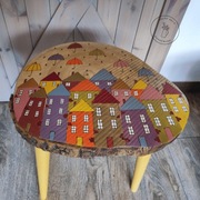 Stolik kawowy plaster drewna "Domki & Parasolki"