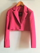 Zara krótka marynarka pudełkowa różowa cropped basic boxy 