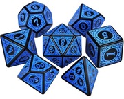 Zestaw kości do gier fabularnych RPG 7 szt. mroczne gotyckie, niebieskie