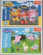 2 zestawy puzzle, Super Wings i Świnka Peppa