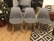 Krzesła szare nogi drewniane szt 4