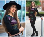 H&M NOWA dopasowana MINI SUKIENKA kolorowa z czarnymi bokami AZTEC 34