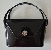 PRL czarna lakierowana torebka