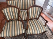 Zestaw kawowy stolik + ława+krzesła