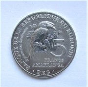 5 Franków 2014 r.  Burundi  ptaki Dzioborożec