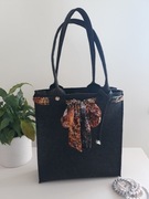 Filcowa torebka czarna, szara duża 