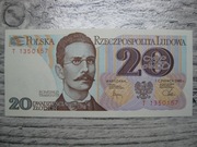 BANKNOT PRL 20 ZŁOTYCH 1982 ROK SERIA T ROMUALD TRAUGUTT UNC