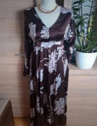Asos elegancka sukienka maxi czekolada glamour dekolt odcinana pod biustemL