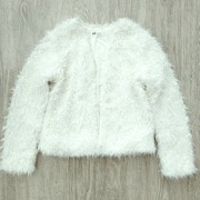 H&M Kardigan damski jasny białe futerko