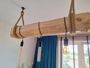 Belka drewniana żyrandol oświetlenie loft z żarówkami itd drewno natural