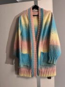 Długi kolorowy ciepły sweterek kardigan ombre tęczowy