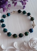 Bransoletka różaniec z naturalnego niebieskiego tygrysiego oka 