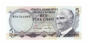 TURCJA 5 LIRASI 1970  P185 10537